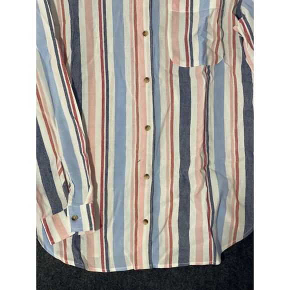 Anthropologie Maeve Womens Medium Chatham Striped Button Down Long Sleeve Pocket - Picture 10 of 13